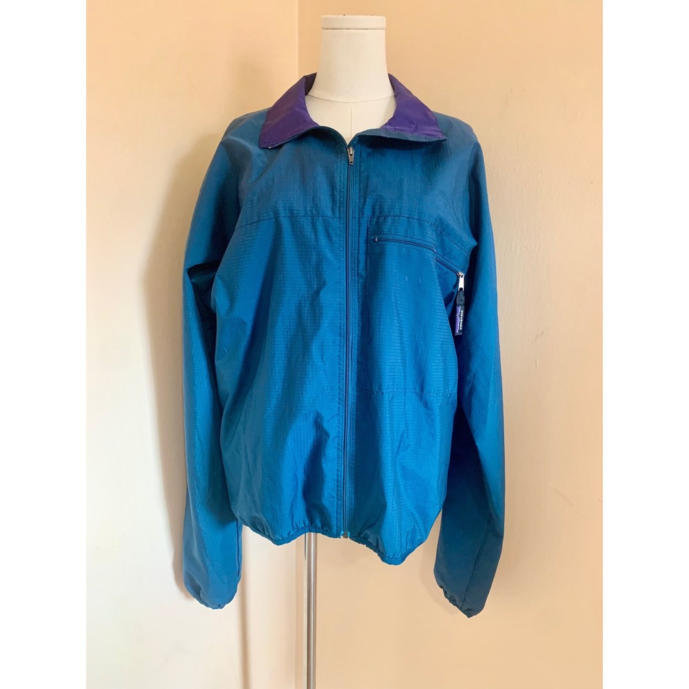 Patagonia Vintage Ripstop Windbreaker Jacket Teal Green Blue Purple Large